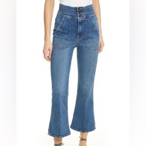 FRAME Le Crop Flare Tiered-Waist Jeans in Radford Size 26